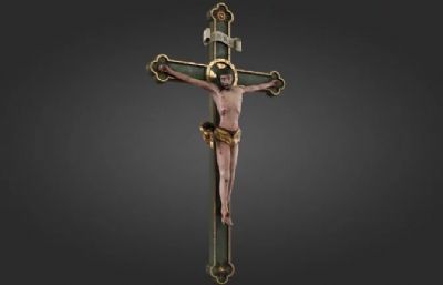 木制中世纪十字架,耶稣