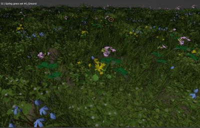 野花,杂草,春天的草地大自然场景blender模型