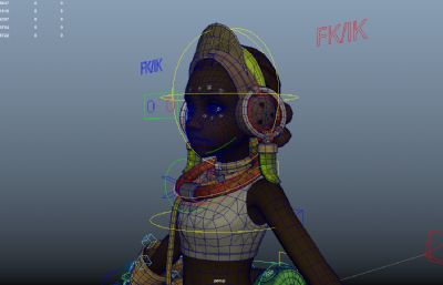 黑人女孩maya模型,带绑定