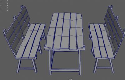 带长凳的木桌 桌椅 餐桌餐椅组合