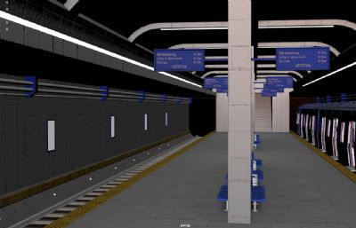 城市地铁站隧道 轨道列 地铁站台车厢