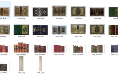 整齐摆放的书籍典籍 藏书 经典复古书本