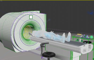 核磁共振 CT扫描医学医疗设备 MRI磁共振成像机,带人员送入动画