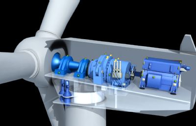 风力发电双馈检测点,风力发电机内部结构3dmax模型