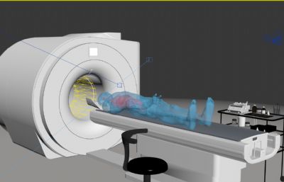 核磁共振 CT扫描医学医疗设备 MRI磁共振成像机,带人员送入动画