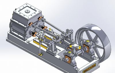 2缸卧式蒸汽机solidworks模型