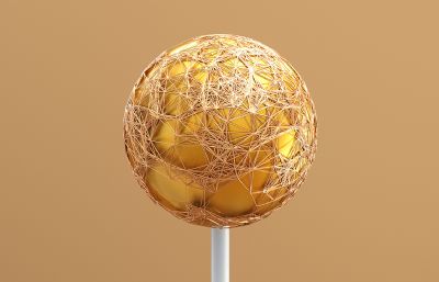 金丝圆球C4D模型,RS材质