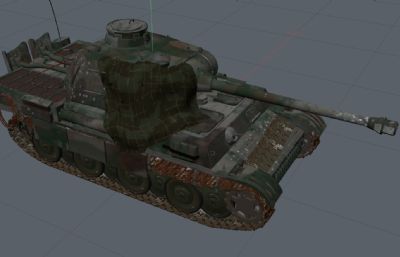 丛林伪装坦克C4D模型