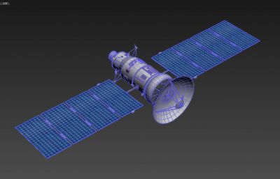 通信卫星3dmax模型,带绑定,带太阳板收拢动画
