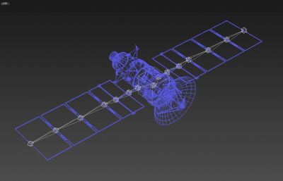 通信卫星3dmax模型,带绑定,带太阳板收拢动画