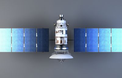 通信卫星3dmax模型,带绑定,带太阳板收拢动画