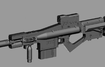 科幻步枪枪械,道具枪3d素模