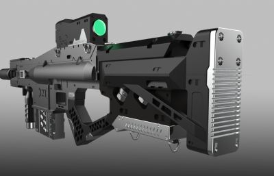 科幻步枪枪械,道具枪3d素模