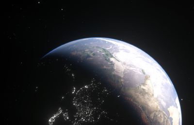 带夜景的真实地球C4D模型