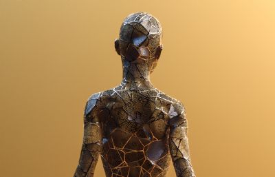 人体背影雕像,艺术雕塑C4D模型