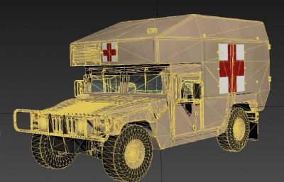 悍马改装军用医疗救护车3dmax模型