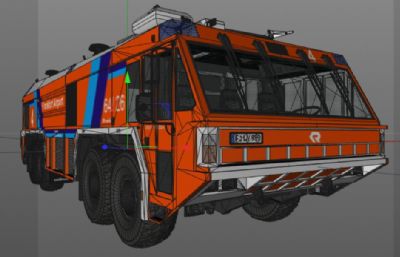 卢森宝亚美洲豹机场消防车C4D模型