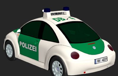绿色大众甲壳虫警车3ds模型