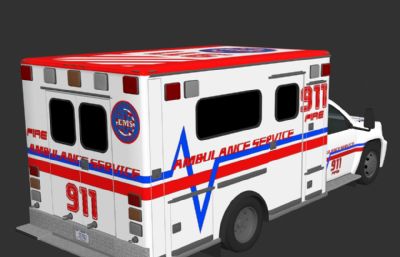 美国白色911救护车3ds模型