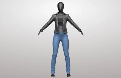 皮夹克和牛仔裤3dmax模型