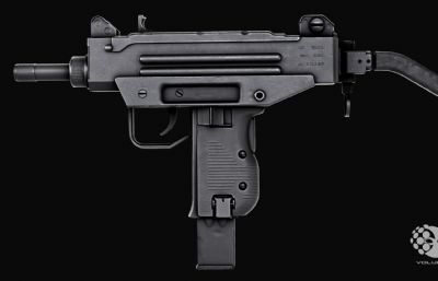 微型乌兹冲锋枪游戏道具3dmax模型