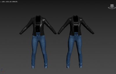 皮夹克和牛仔裤3dmax模型