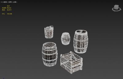 木桶,水桶,木箱3dmax模型