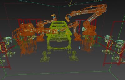 机械臂动画汽车制造生产线工厂