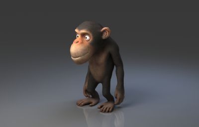 卡通猴子,小猩猩3dmax模型,有绑定