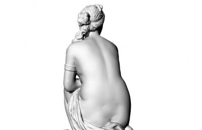 坐乌龟上的半裸女孩雕像stl模型