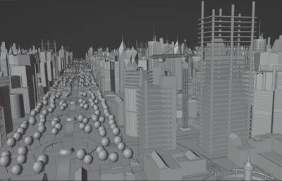 城市空间,城区配楼群blender模型