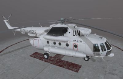 美军MI-8MTV 米8直升机blender模型
