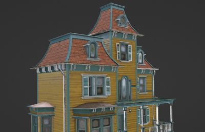 欧美三层小洋楼别墅blender模型
