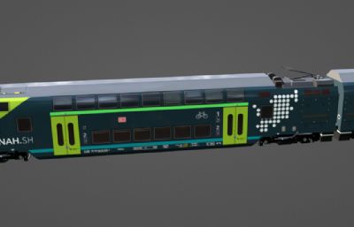 绿色高铁列车车厢blender模型