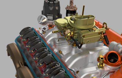 L79四缸汽车发动机step模型