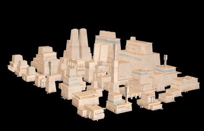 古代埃及建筑,沙漠建筑配楼3dmax模型