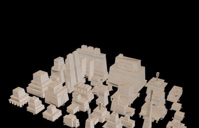 古代埃及建筑,沙漠建筑配楼3dmax模型