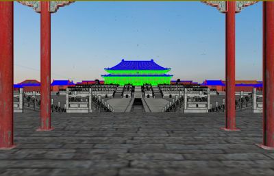 故宫太和殿,紫禁城太和殿,北京故宫开门动画片头3dmax模型