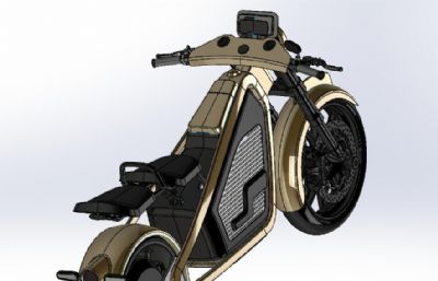 概念版电动摩托车,电摩stp模型