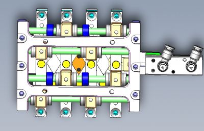 等距分料机构气缸分裂结构solidworks模型