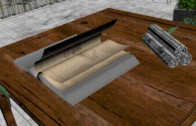 写实古代线装书,古代书籍,风吹翻书动画3dmax模型