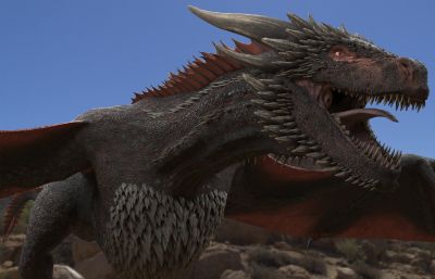 权力的游戏喷火龙飞龙卓耿Game of Thrones Drogon影视级别写实西方龙4K纹理法线