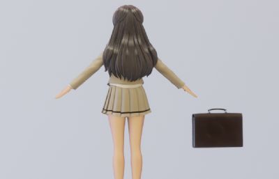 日本校服女孩,JK制服女孩blender模型