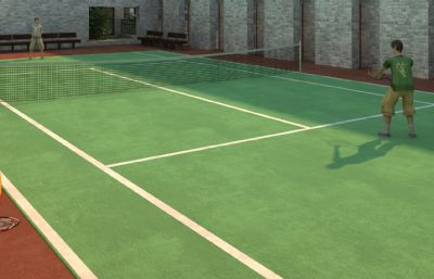 网球场网球比赛,打网球的人3dmax动画场景