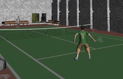 网球场网球比赛,打网球的人3dmax动画场景