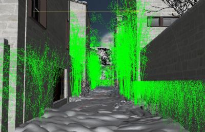 新中式建筑外墙雪景夜景3dmax模型