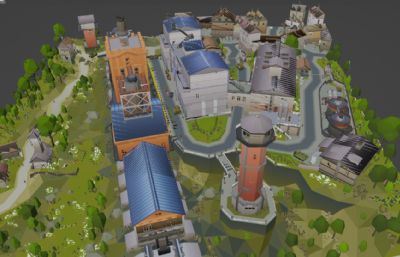 蒸汽工业城市blender模型
