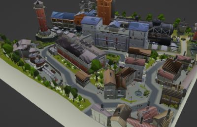 蒸汽工业城市blender模型