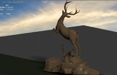 云纹奔鹿雕塑设计