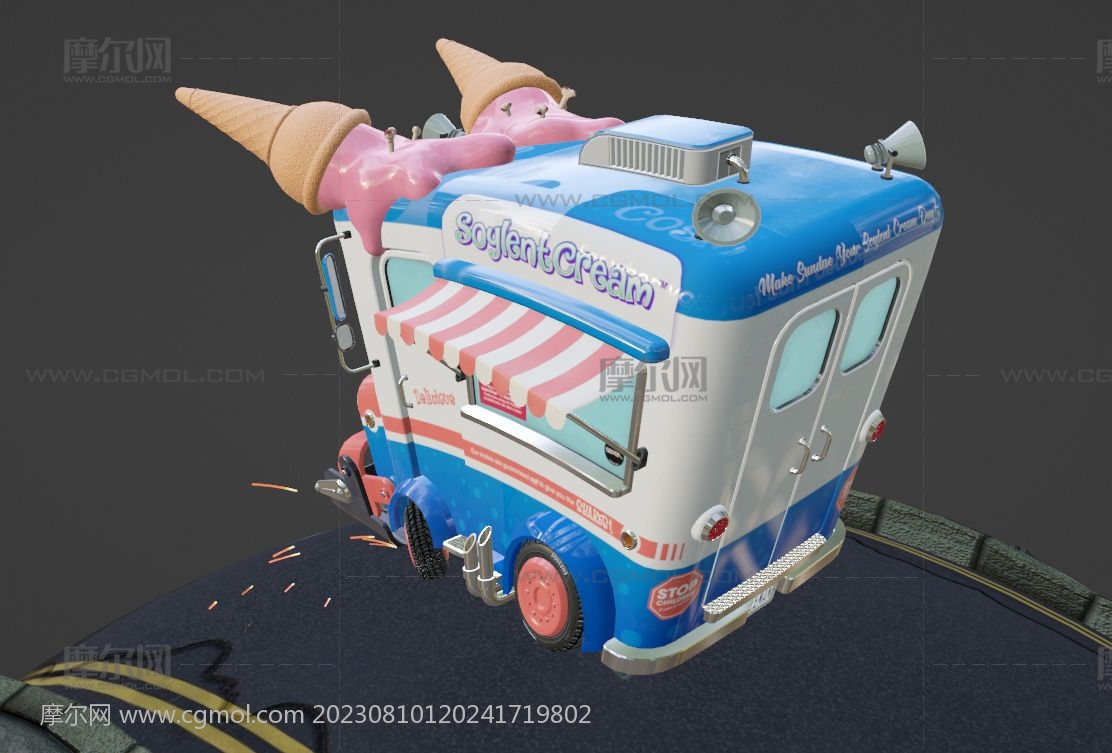 Q版冰淇淋车blender模型